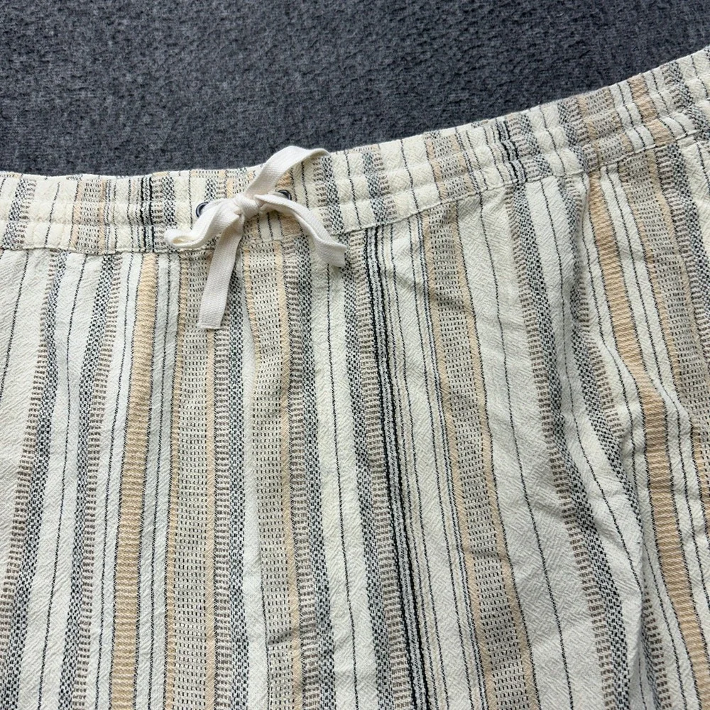Lucky Brand Shorts Mens 4XL Cream Striped Cotton Drawstring New Boho‎ Resort